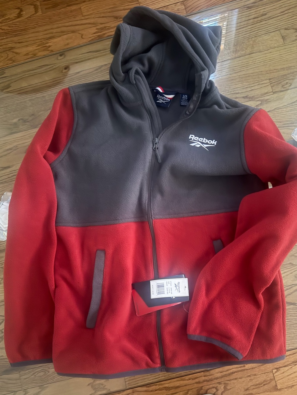 KIDS LARGE 14/16 Reebok Dark Red Athletic Jacket with Contrast Trim